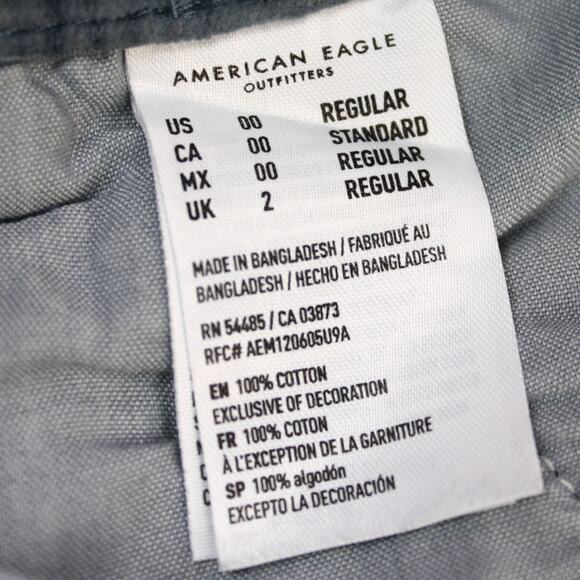 American Eagle Womens 00 Hi-Rise A-Line Skirt Blue Corduroy Wide Wale Academia - Picture 7 of 10